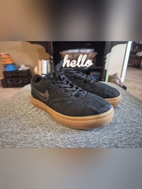 Kids Nike SB Solar Check Canvas Skate Shoe "Black Gum" (843896-009) Sz. 12C